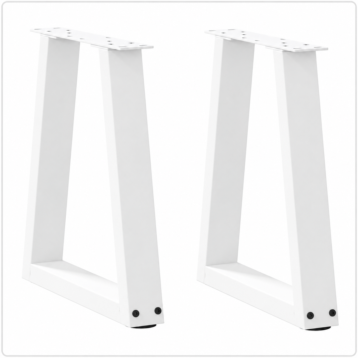 Pieds de table basse en V en acier blanc, lot de 2, 28 × 42 cm, vue de face