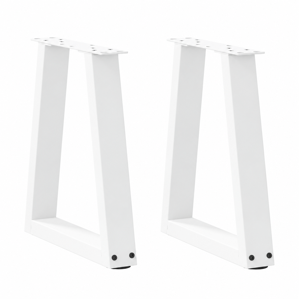 Pieds de table basse en V en acier blanc, lot de 2, 38 × 42 cm, vue de face