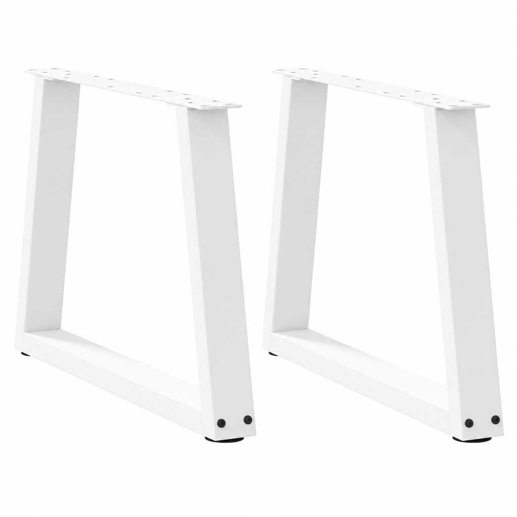 Pieds de table basse en V en acier blanc, lot de 2, 70 × 42 cm, vue de face