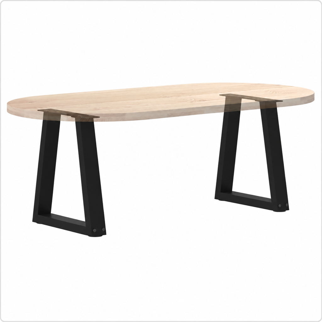 Pieds de table basse en V en acier noir, lot de 2, 28 × 42 cm, avec un plateau en bois