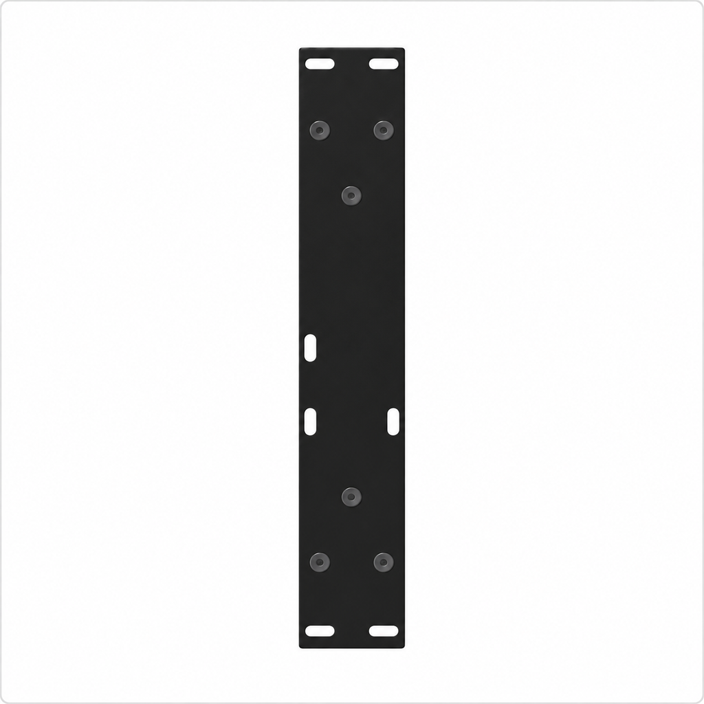 Plaque de fixation pré-percée des pieds de table basse en V en acier noir, 28 × 42 cm, vue de dessus