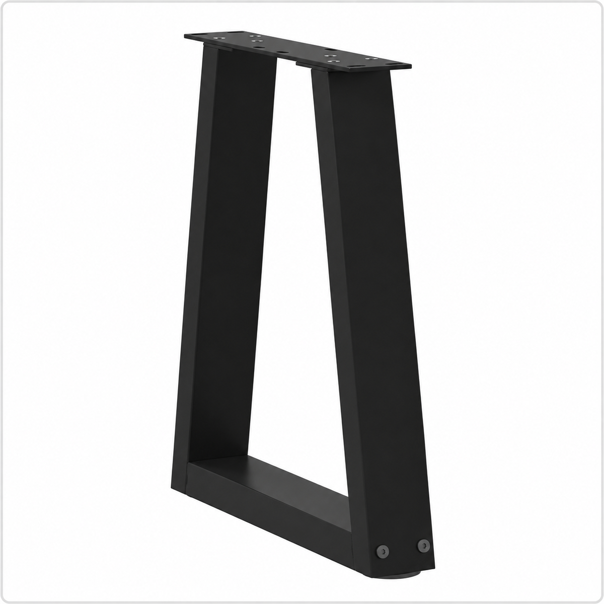 Pieds de table basse en V en acier noir, lot de 2, 28 × 42 cm, vue de trois quarts