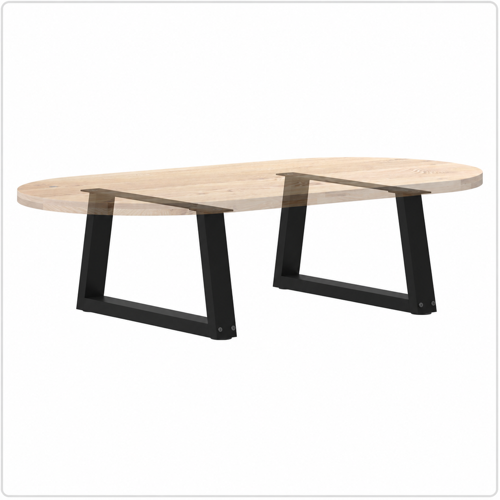 Pieds de table basse en V en acier noir, lot de 2, 50 × 30 cm, avec un plateau en bois
