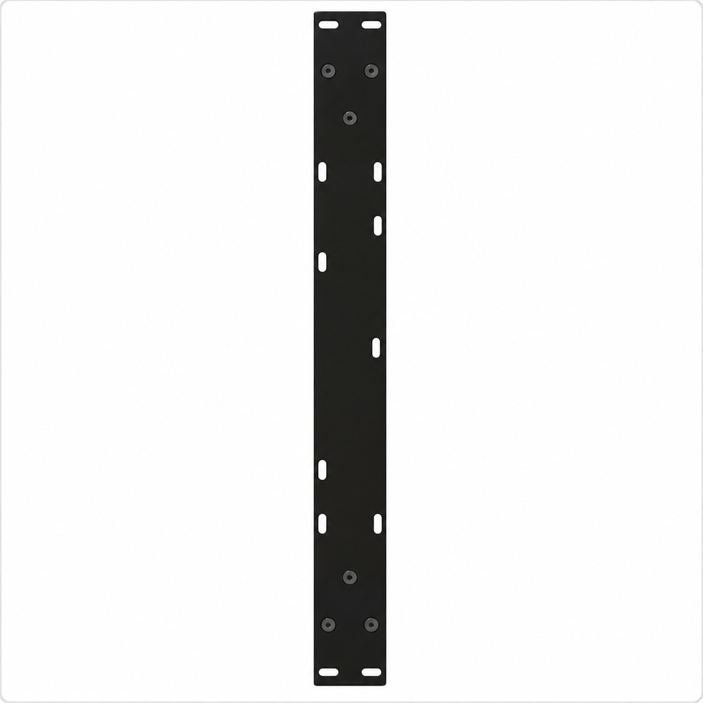 Plaque de fixation pré-percée des pieds de table basse en V en acier noir, 50 × 30 cm, vue de dessus