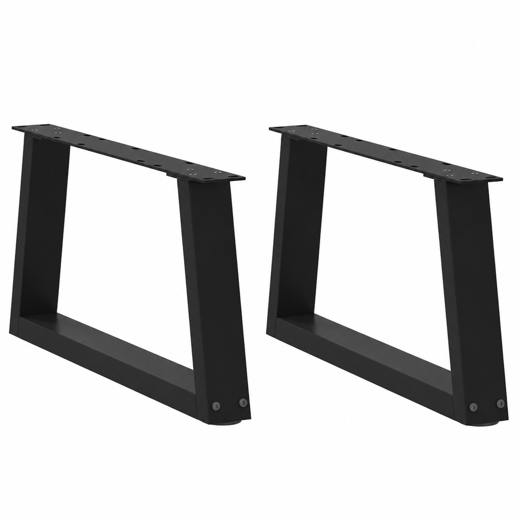 Pieds de table basse en V en acier noir, lot de 2, 50 × 30 cm, vue de face