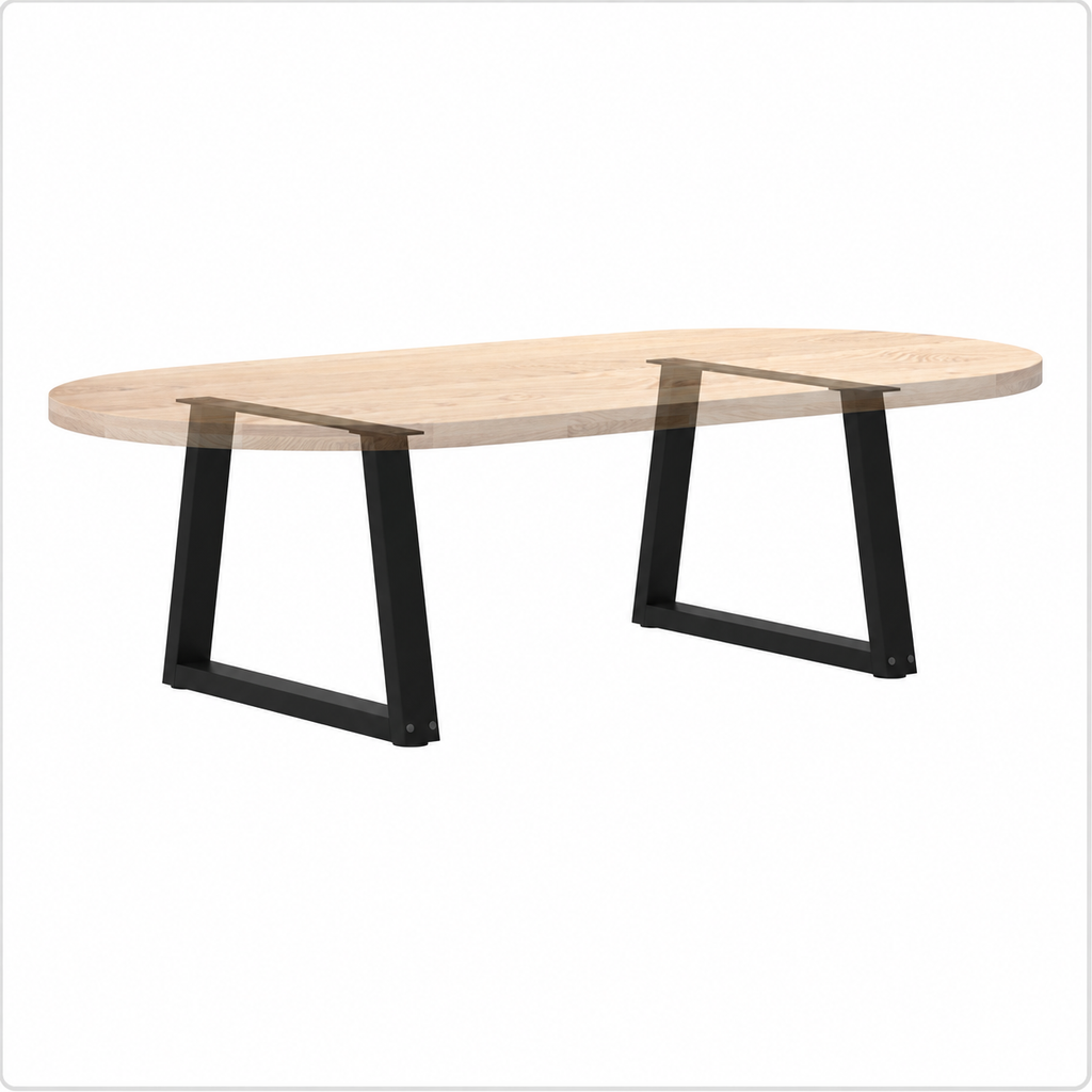 Pieds de table basse en V en acier noir, lot de 2, 50 × 42 cm, avec un plateau en bois