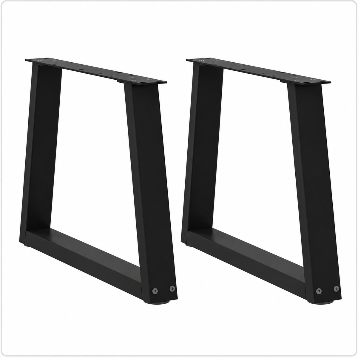 Pieds de table basse en V en acier noir, lot de 2, 50 × 42 cm, vue de face