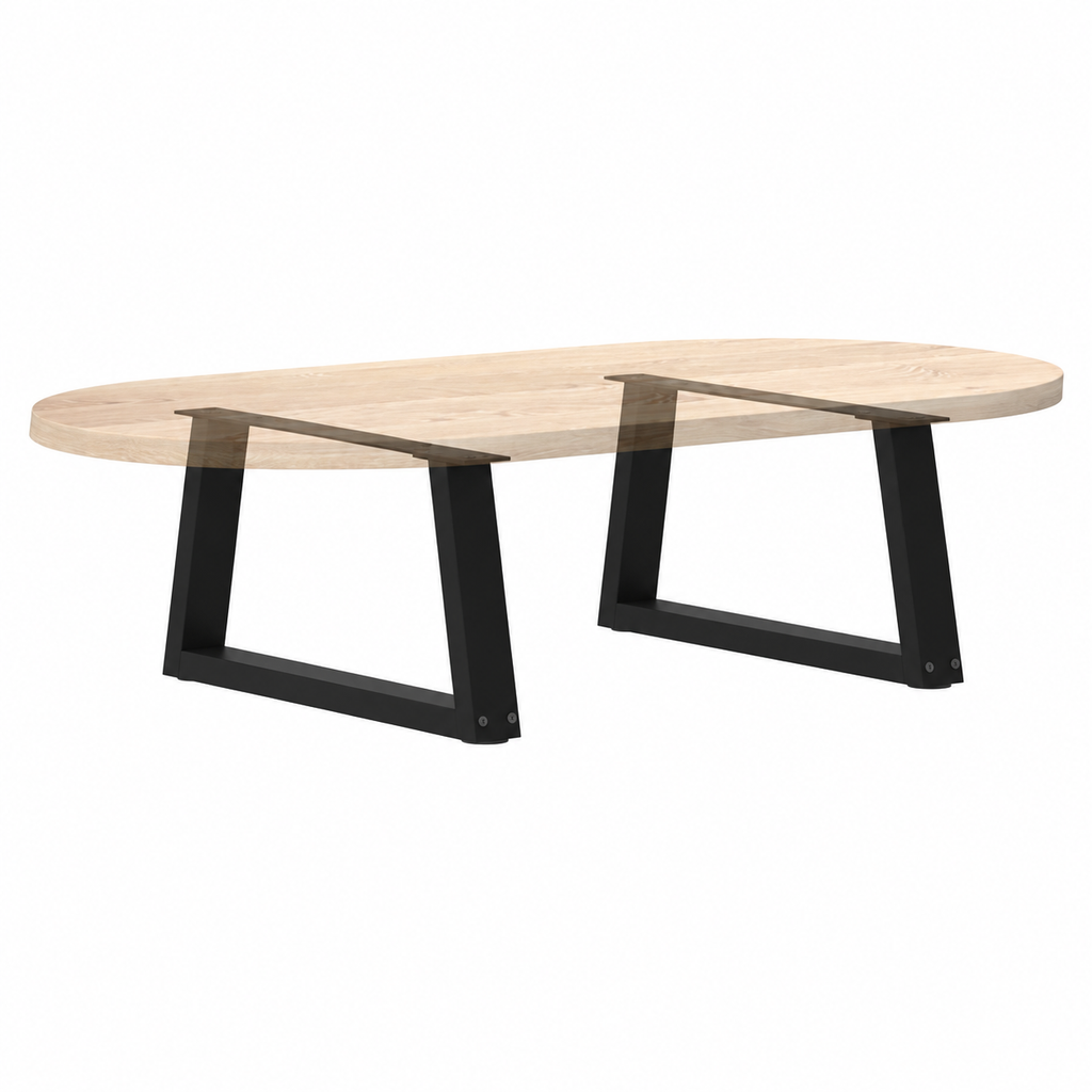 Pieds de table basse en V en acier noir, lot de 2, 60 × 30 cm, avec un plateau en bois