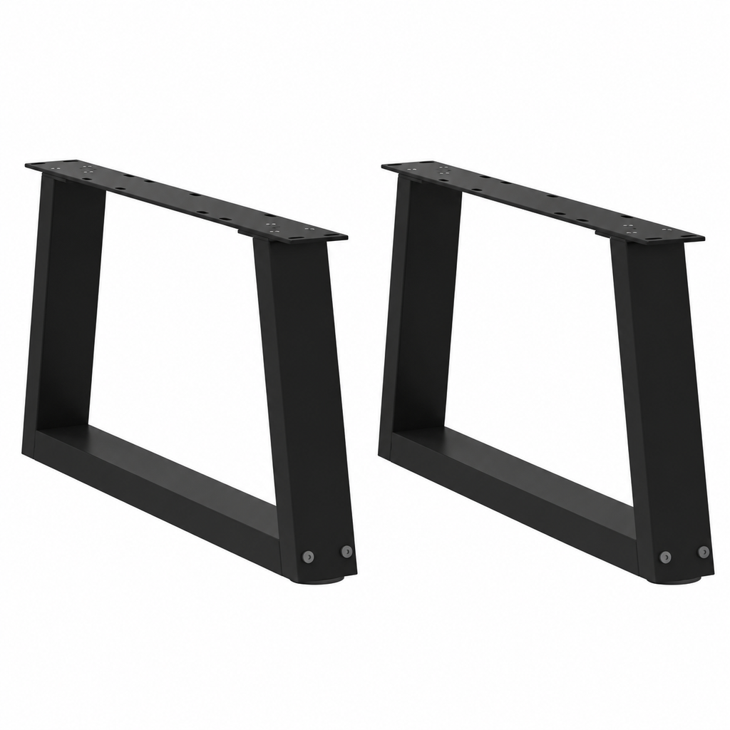 Pieds de table basse en V en acier noir, lot de 2, 60 × 30 cm, vue de face