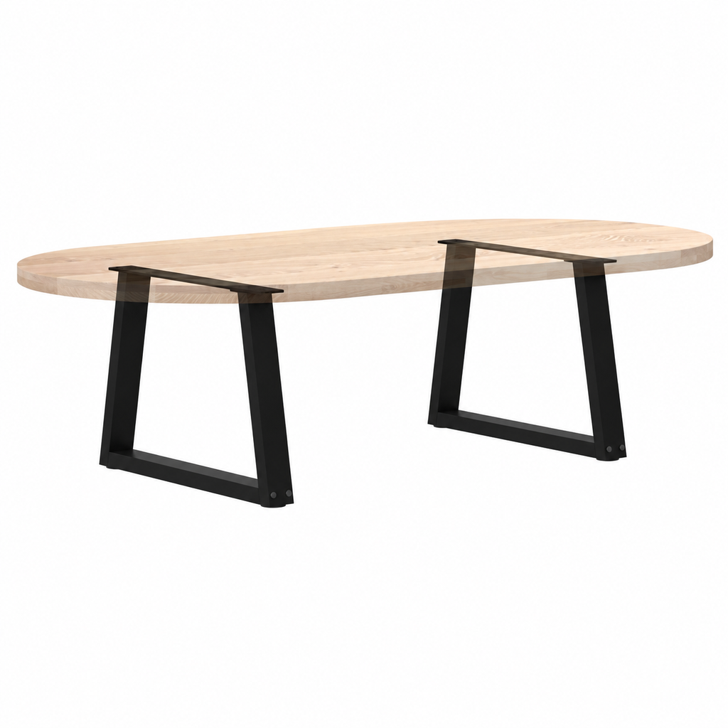 Pieds de table basse en V en acier noir, lot de 2, 60 × 42 cm, avec un plateau en bois
