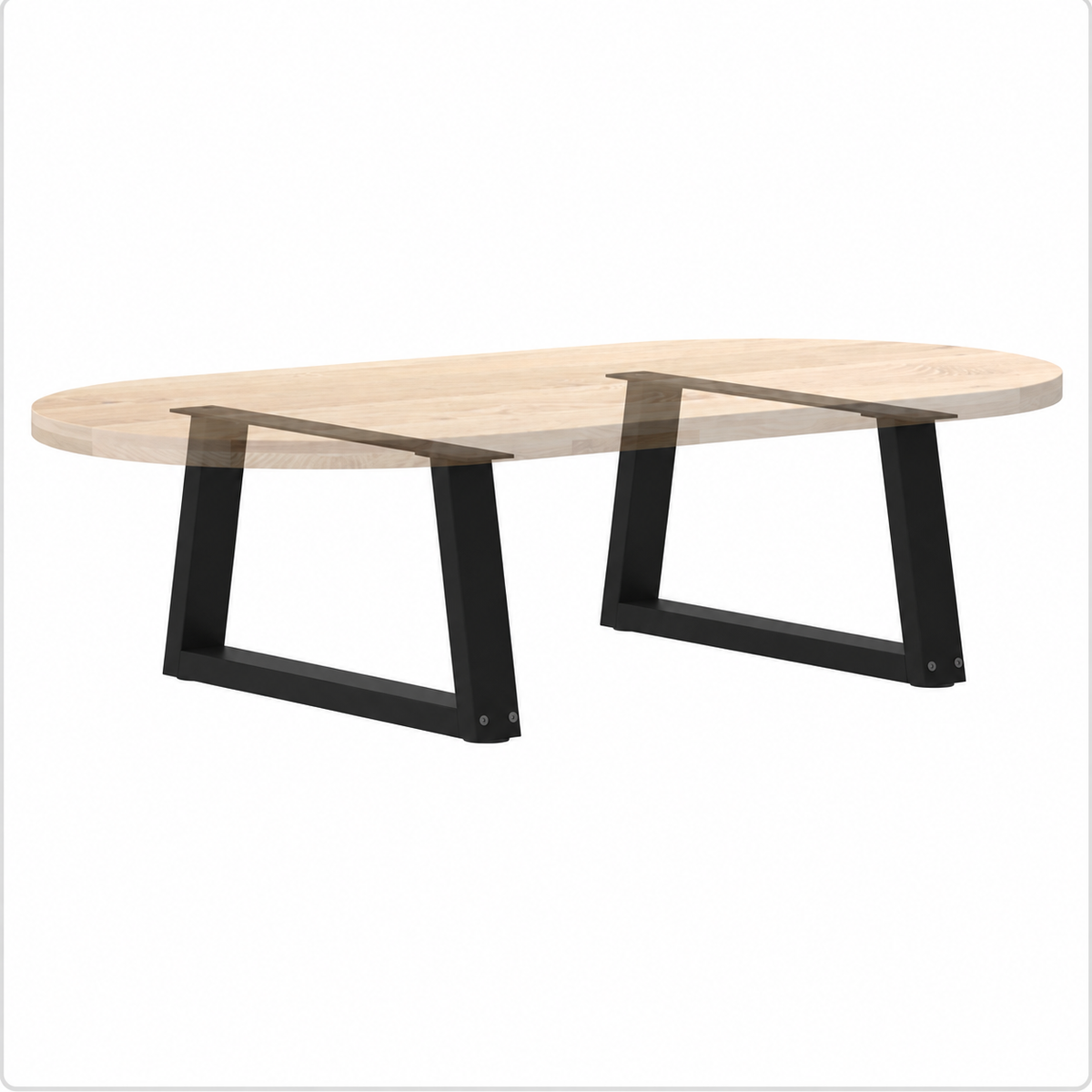 Pieds de table basse en V en acier noir, lot de 2, 70 × 30 cm, avec un plateau en bois