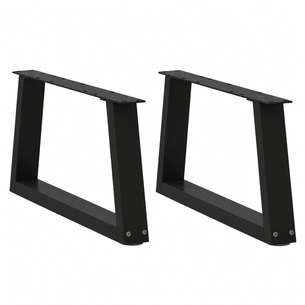 Pieds de table basse en V en acier noir, lot de 2, 70 × 30 cm, vue de face