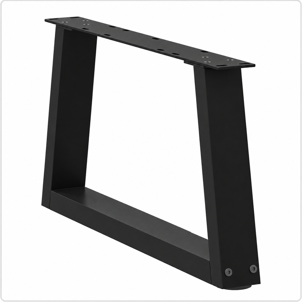 Pieds de table basse en V en acier noir, lot de 2, 70 × 30 cm, vue de trois quarts