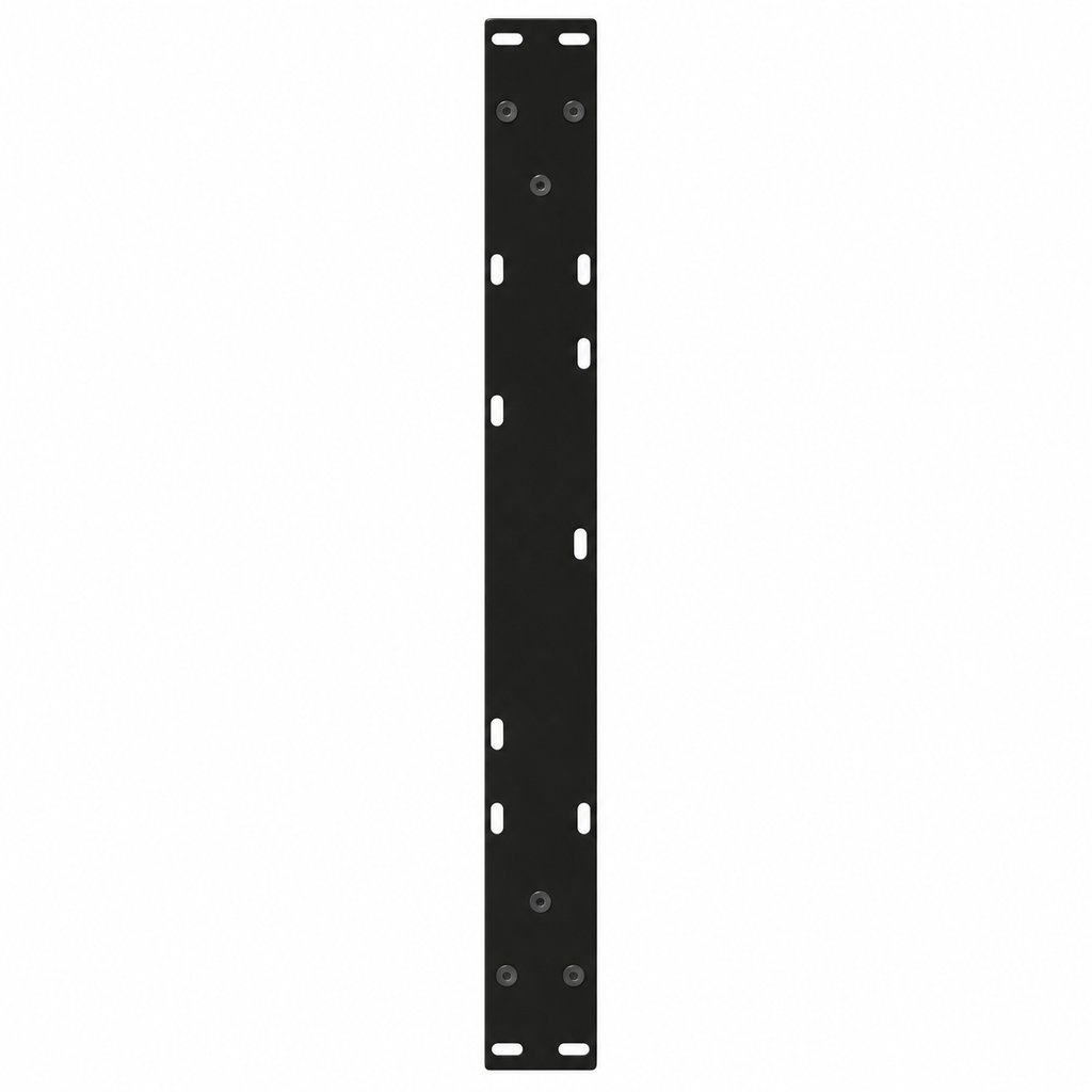 Plaque de fixation pré-percée des pieds de table basse en V en acier noir, 70 × 42 cm, vue de dessus