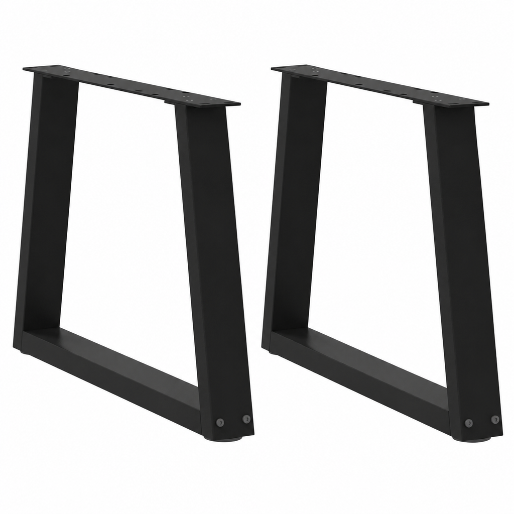 Pieds de table basse en V en acier noir, lot de 2, 70 × 42 cm, vue de face