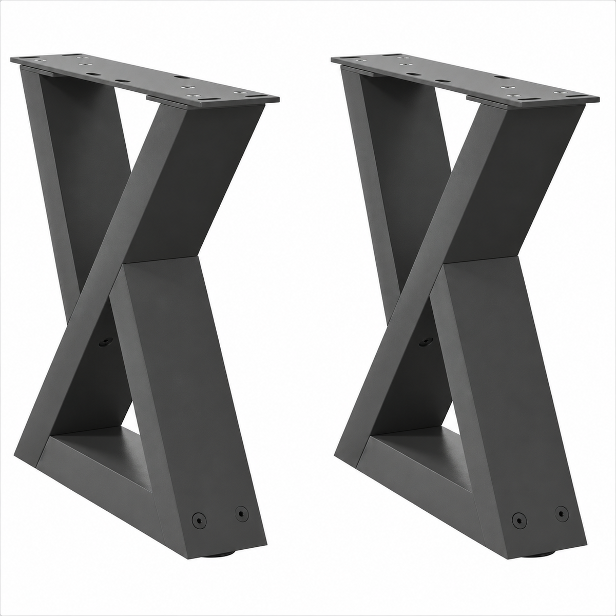 Pieds de table basse en X en acier anthracite, lot de 2, 30 × 30 cm, vue de face