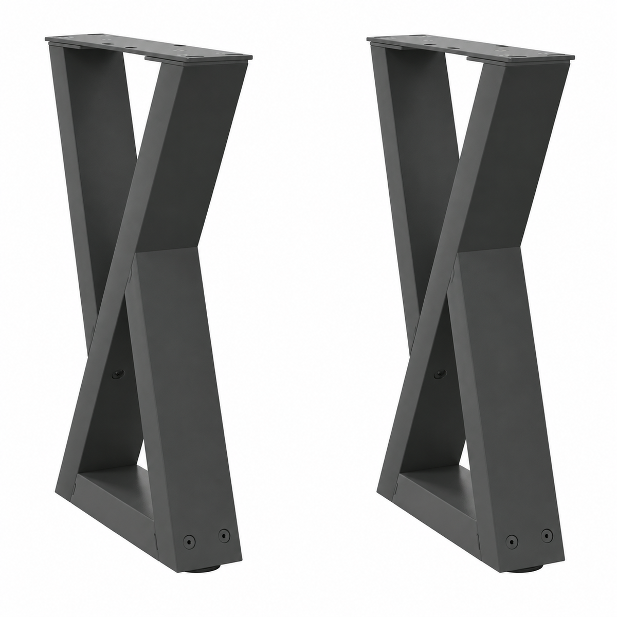 Pieds de table basse en X en acier anthracite, lot de 2, 38 × 42 cm, vue de face