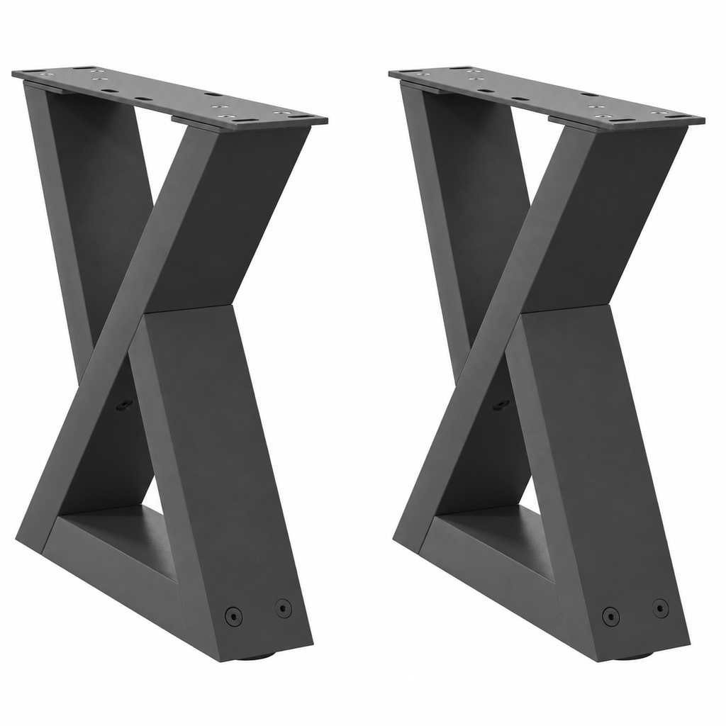Pieds de table basse en X en acier anthracite, lot de 2, 40 × 30 cm, vue de face