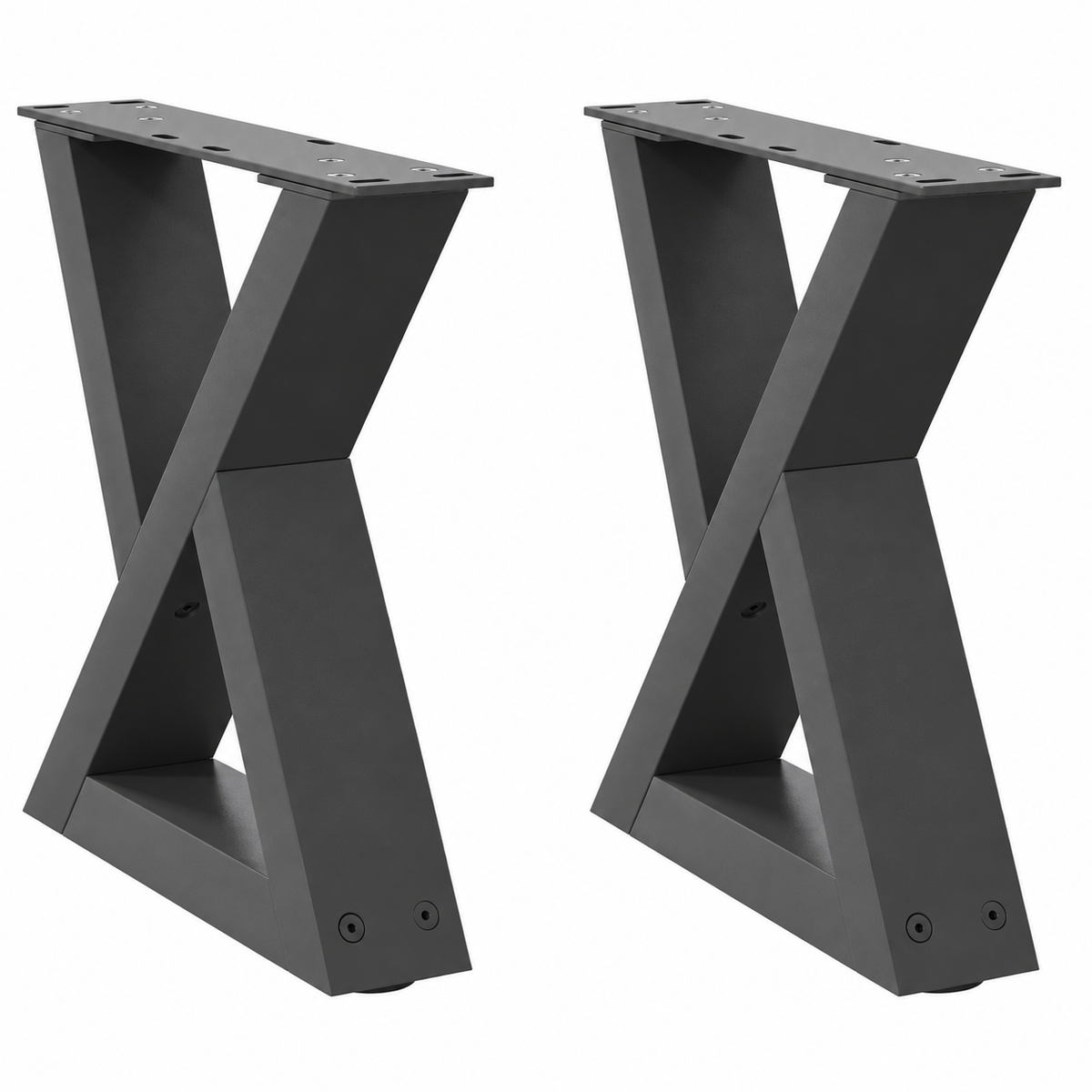 Pieds de table basse en X en acier anthracite, lot de 2, 40 × 30 cm, vue de face