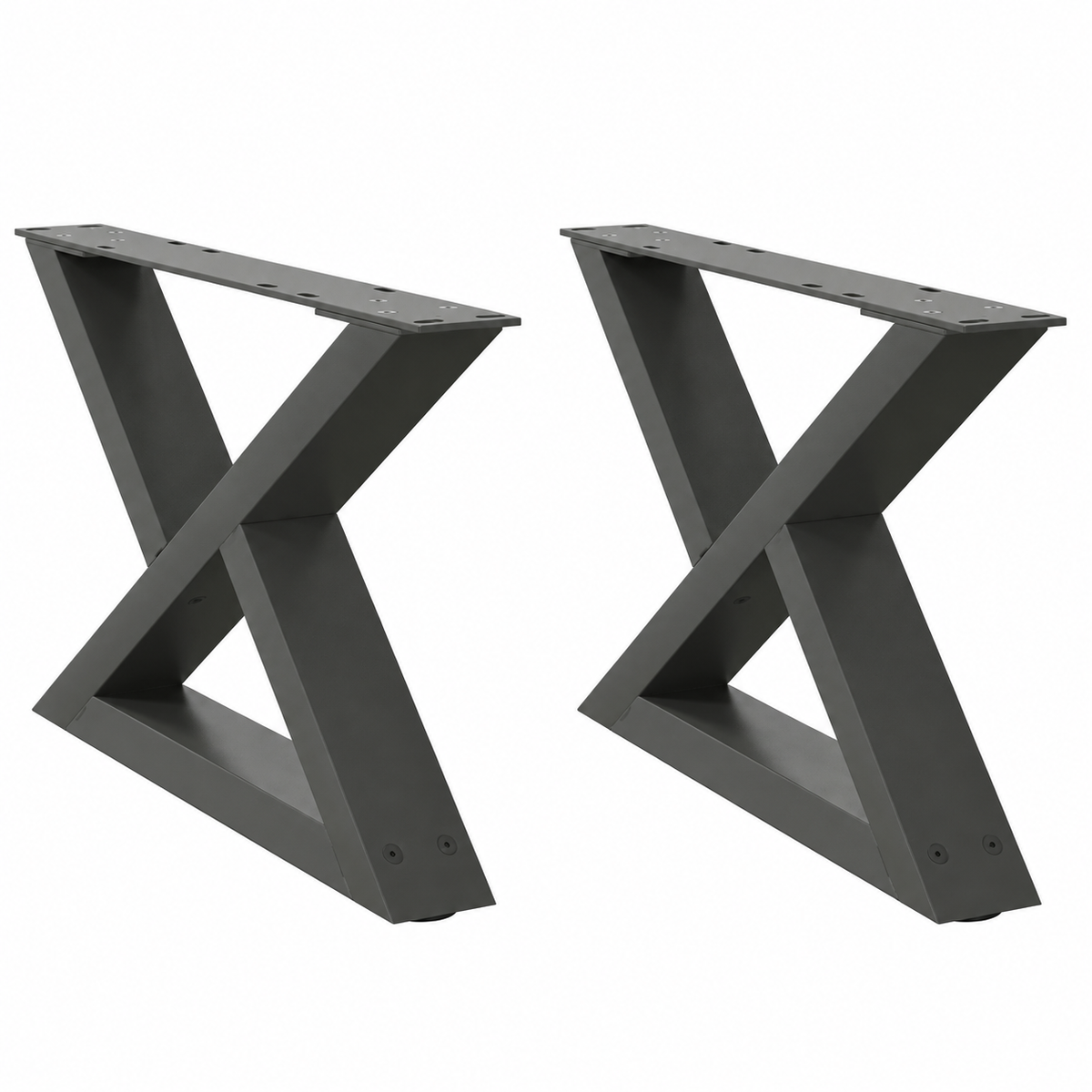 Pieds de table basse en X en acier anthracite, lot de 2, 50 × 30 cm, vue de face