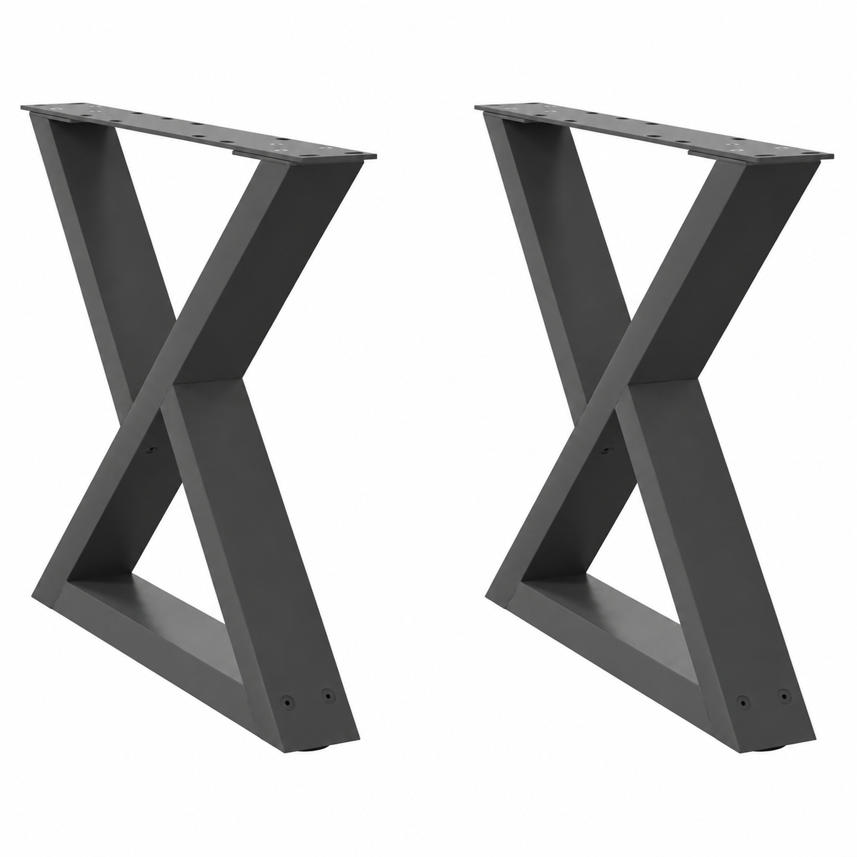 Pieds de table basse en X en acier anthracite, lot de 2, 50 × 42 cm, vue de face