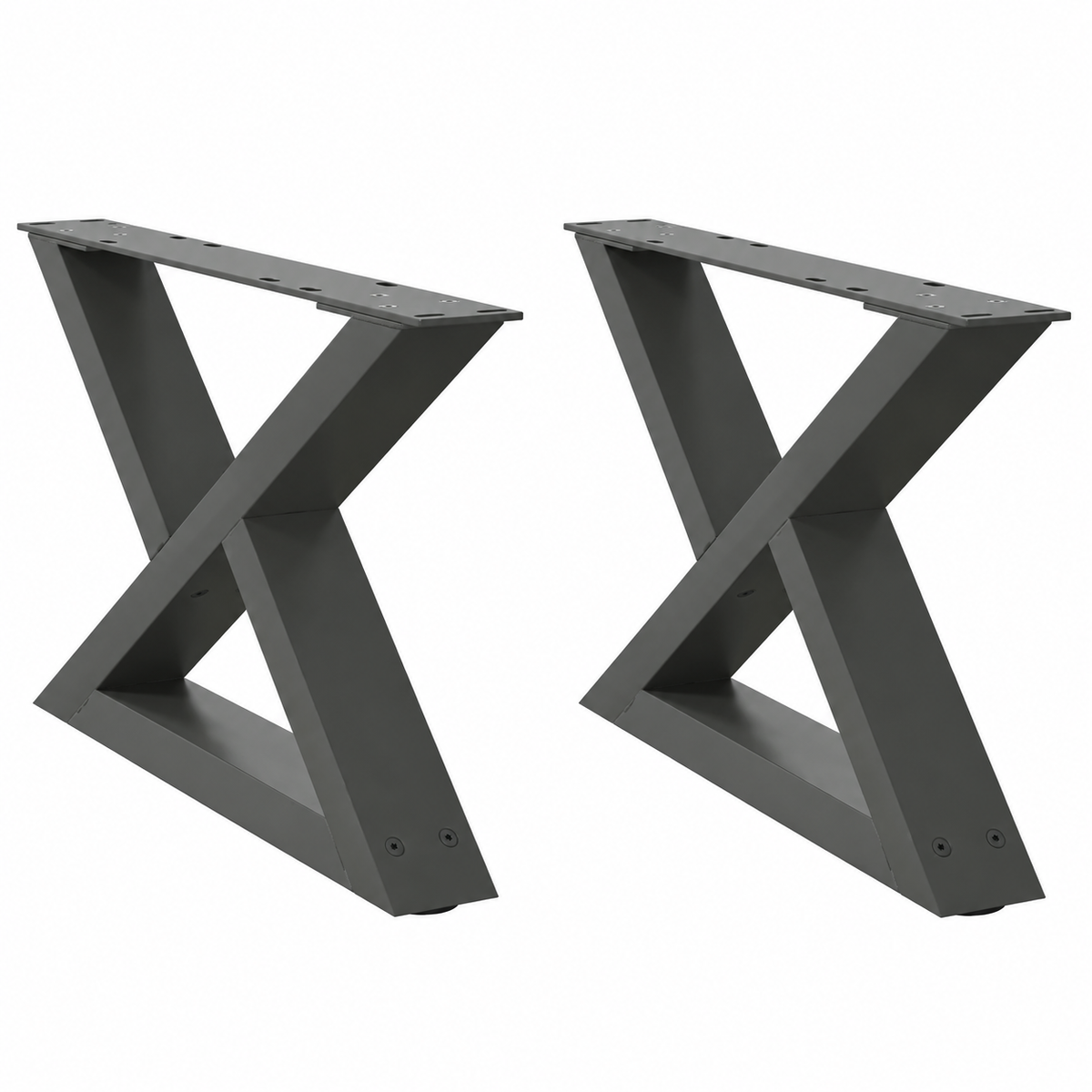 Pieds de table basse en X en acier anthracite, lot de 2, 60 × 30 cm, vue de face