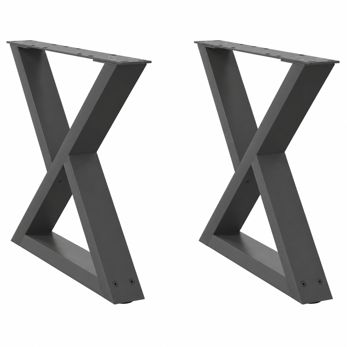 Pieds de table basse en X en acier anthracite, lot de 2, 60 × 42 cm, vue de face