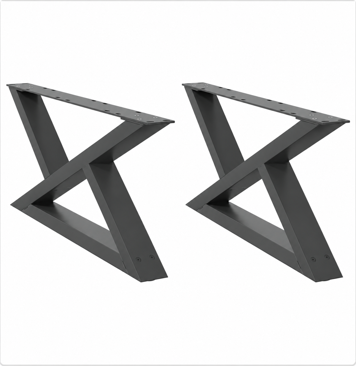Pieds de table basse en X en acier anthracite, lot de 2, 70 × 30 cm, vue de face