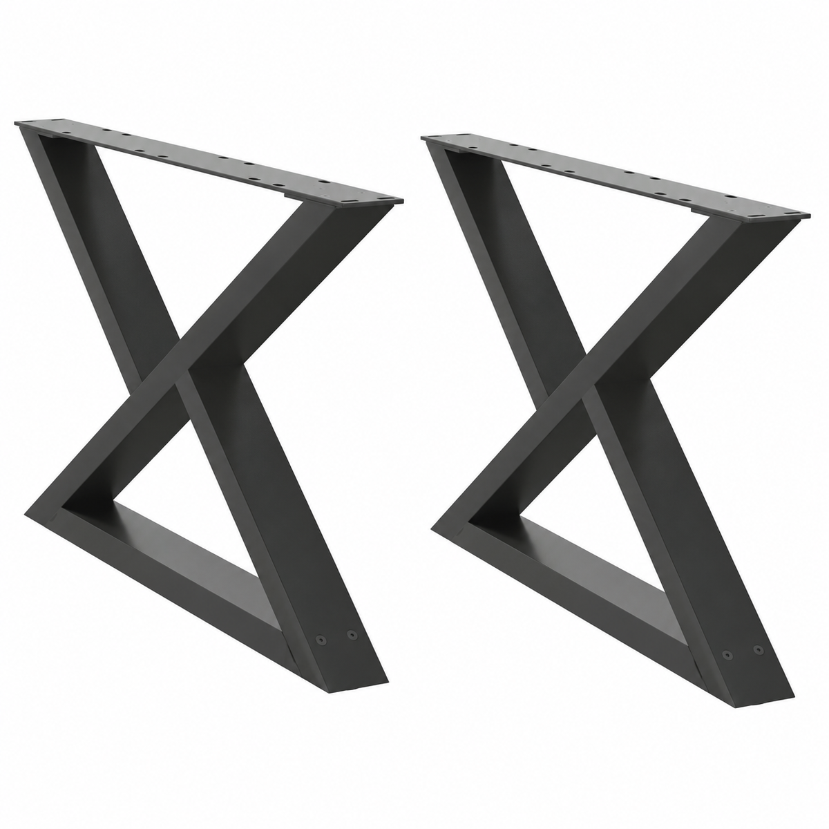 Pieds de table basse en X en acier anthracite, lot de 2, 70 × 42 cm, vue de face