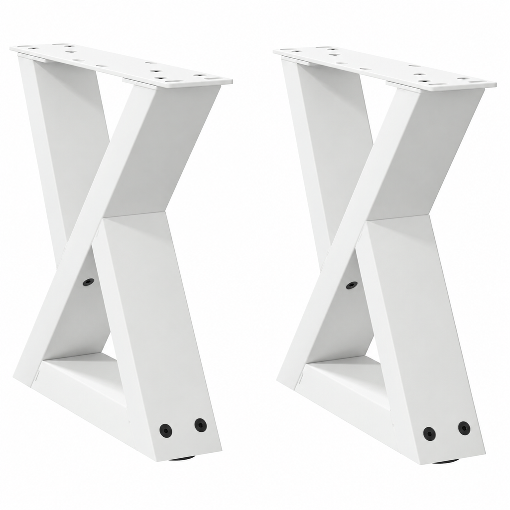 Pieds de table basse en X en acier blanc, lot de 2, 30 × 30 cm, vue de face