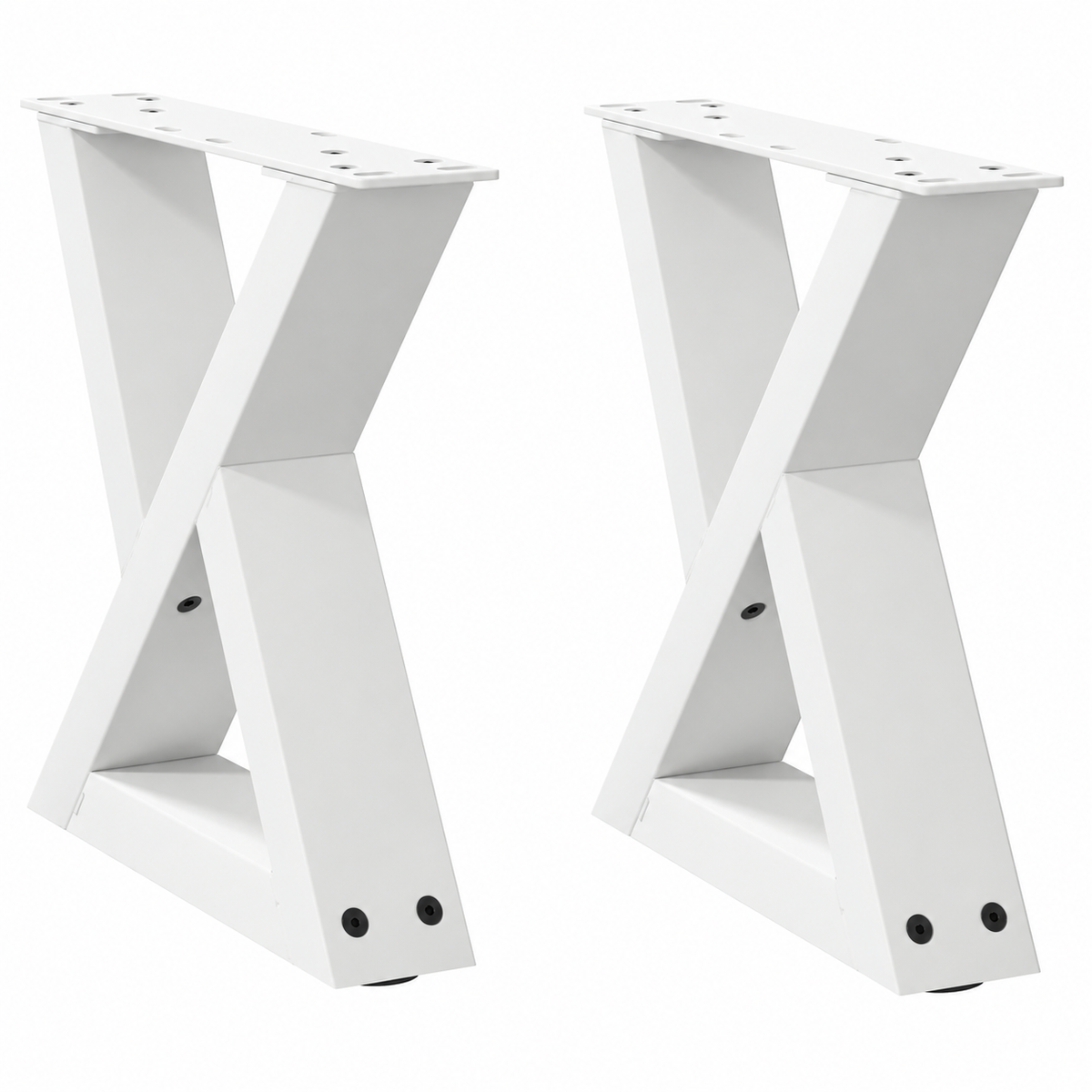 Pieds de table basse en X en acier blanc, lot de 2, 30 × 30 cm, vue de face