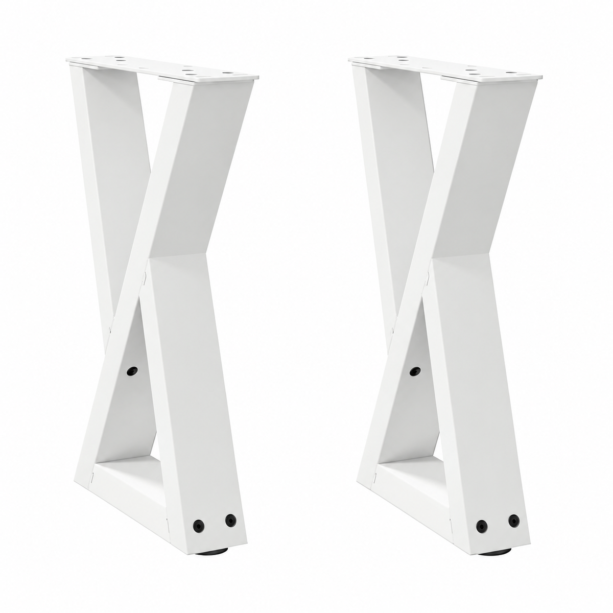 Pieds de table basse en X en acier blanc, lot de 2, 38 × 42 cm, vue de face