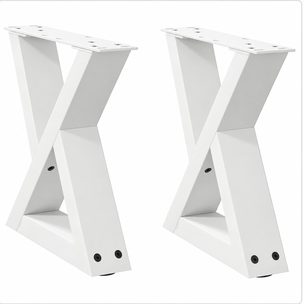 Pieds de table basse en X en acier blanc, lot de 2, 40 × 30 cm, vue de face