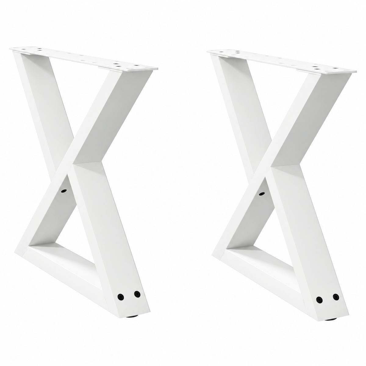 Pieds de table basse en X en acier blanc, lot de 2, 50 × 42 cm, vue de face