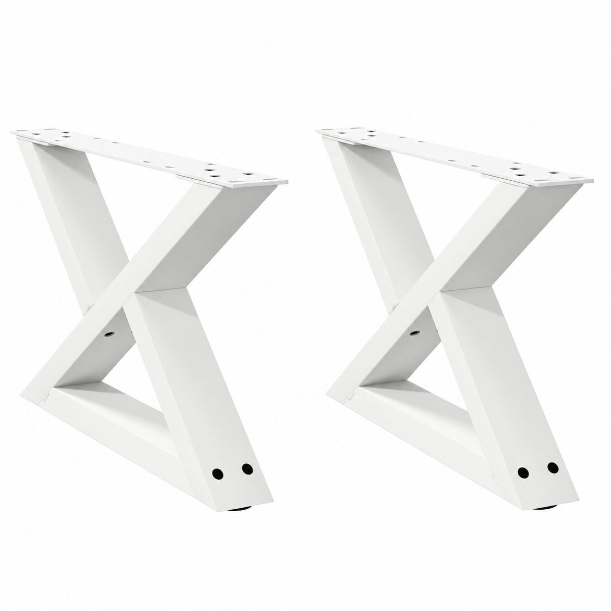 Pieds de table basse en X en acier blanc, lot de 2, 60 × 30 cm, vue de face