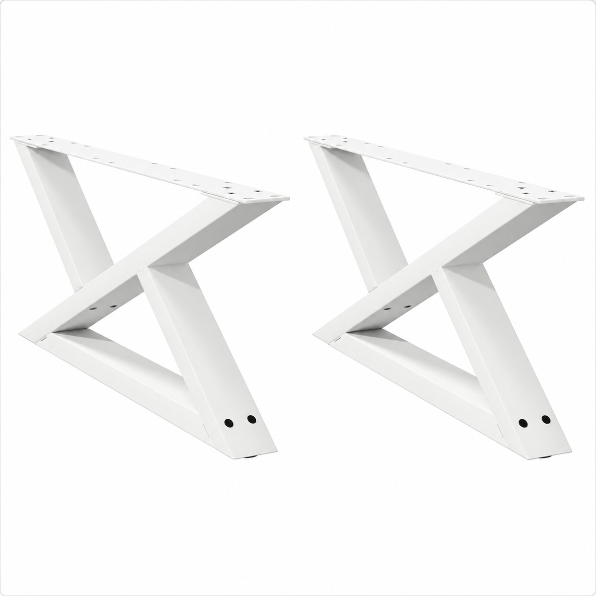 Pieds de table basse en X en acier blanc, lot de 2, 70 × 30 cm, vue de face