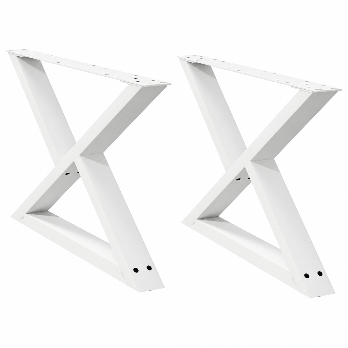 Pieds de table basse en X en acier blanc, lot de 2, 70 × 42 cm, vue de face