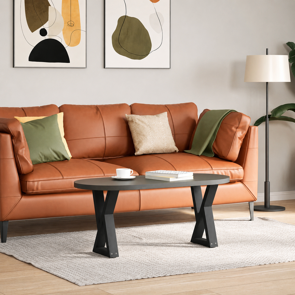 Pieds de table basse en X en acier noir – Lot de 2 – 28 × 42 cm