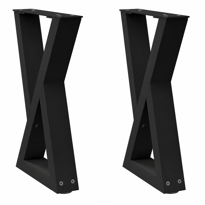 Pieds de table basse en X en acier noir – Lot de 2 – 28 × 42 cm