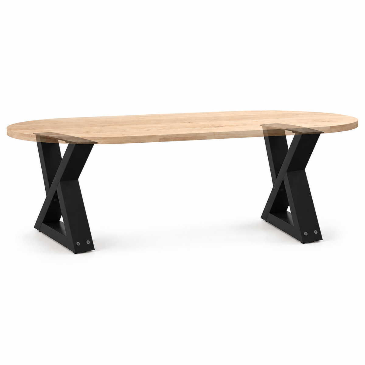 Pieds de table basse en X en acier noir, lot de 2, 30 × 30 cm, avec un plateau en bois