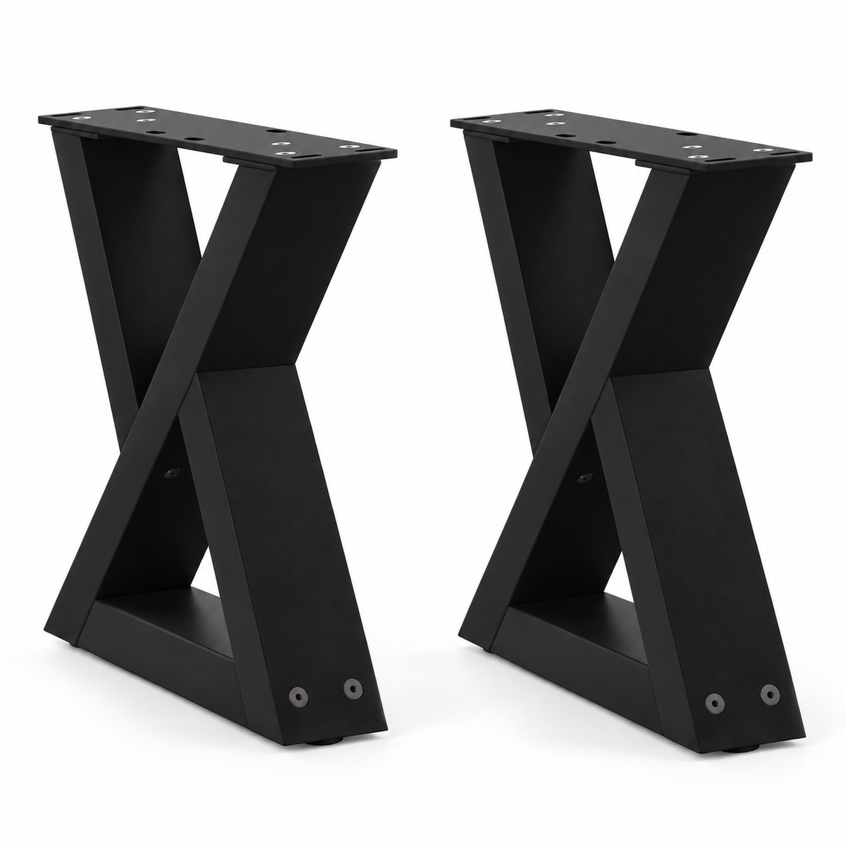 Pieds de table basse en X en acier noir, lot de 2, 30 × 30 cm, vue de face