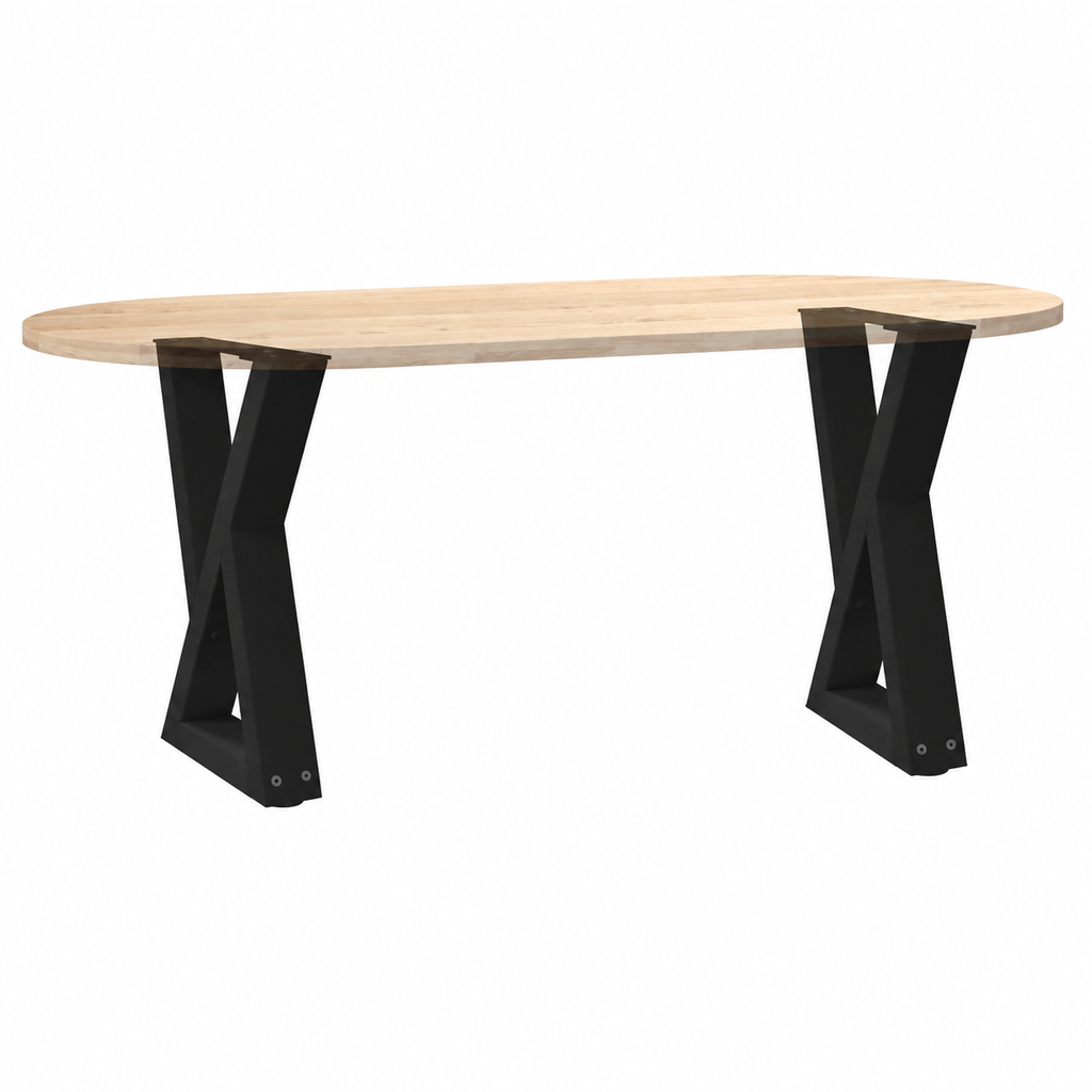 Pieds de table basse en X en acier noir, lot de 2, 38 × 42 cm, avec un plateau en bois