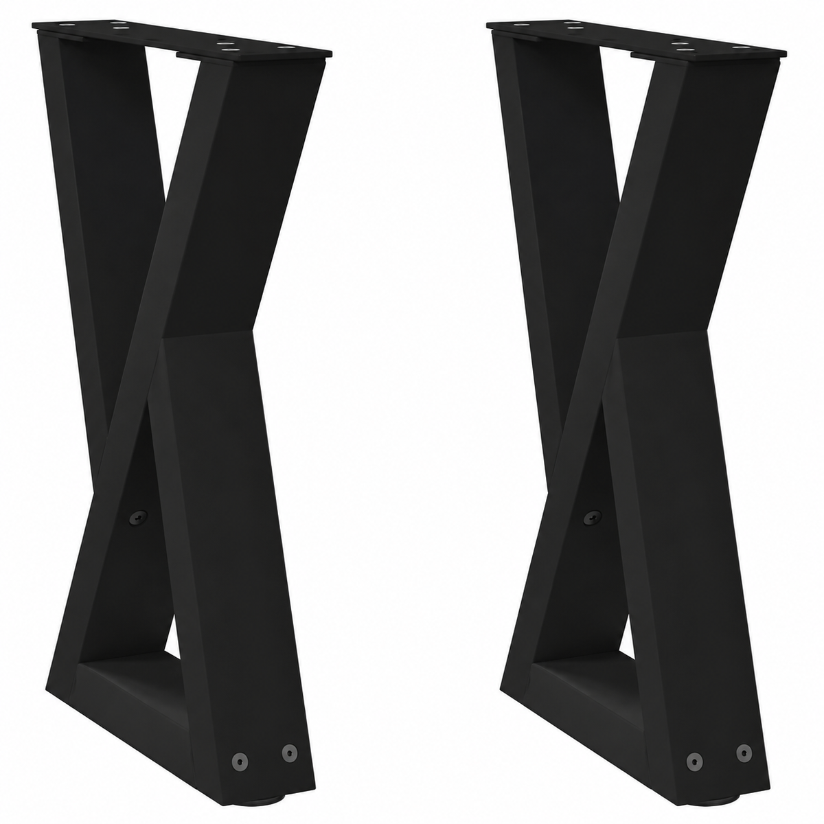 Pieds de table basse en X en acier noir, lot de 2, 38 × 42 cm, vue de face