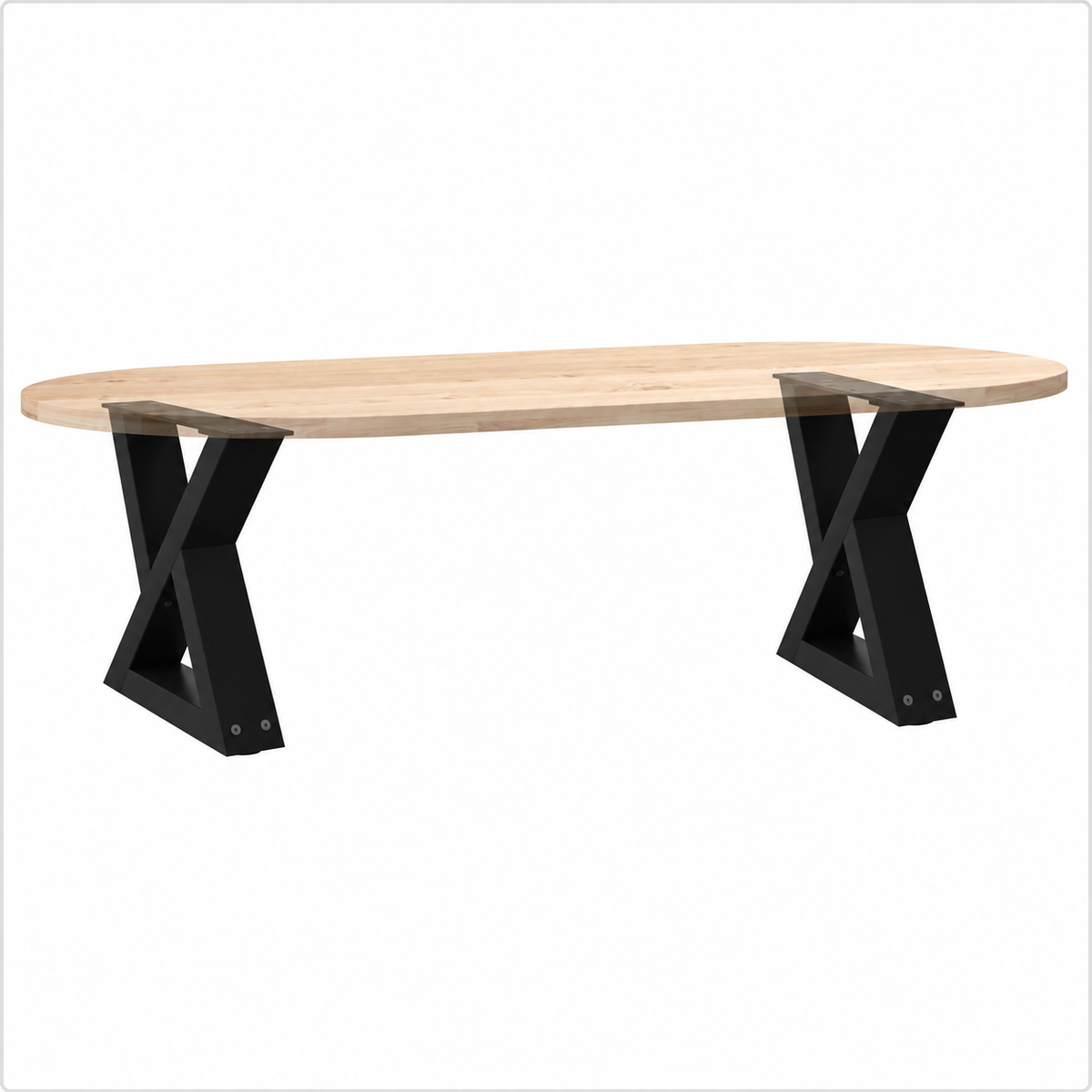 Pieds de table basse en X en acier noir, lot de 2, 40 × 30 cm, avec un plateau en bois