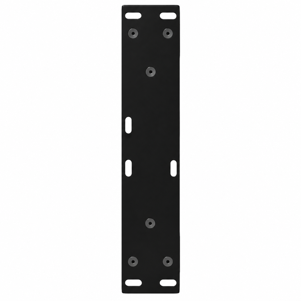 Plaque de fixation pré-percée des pieds de table basse en X en acier noir, 40 × 30 cm, vue de dessus