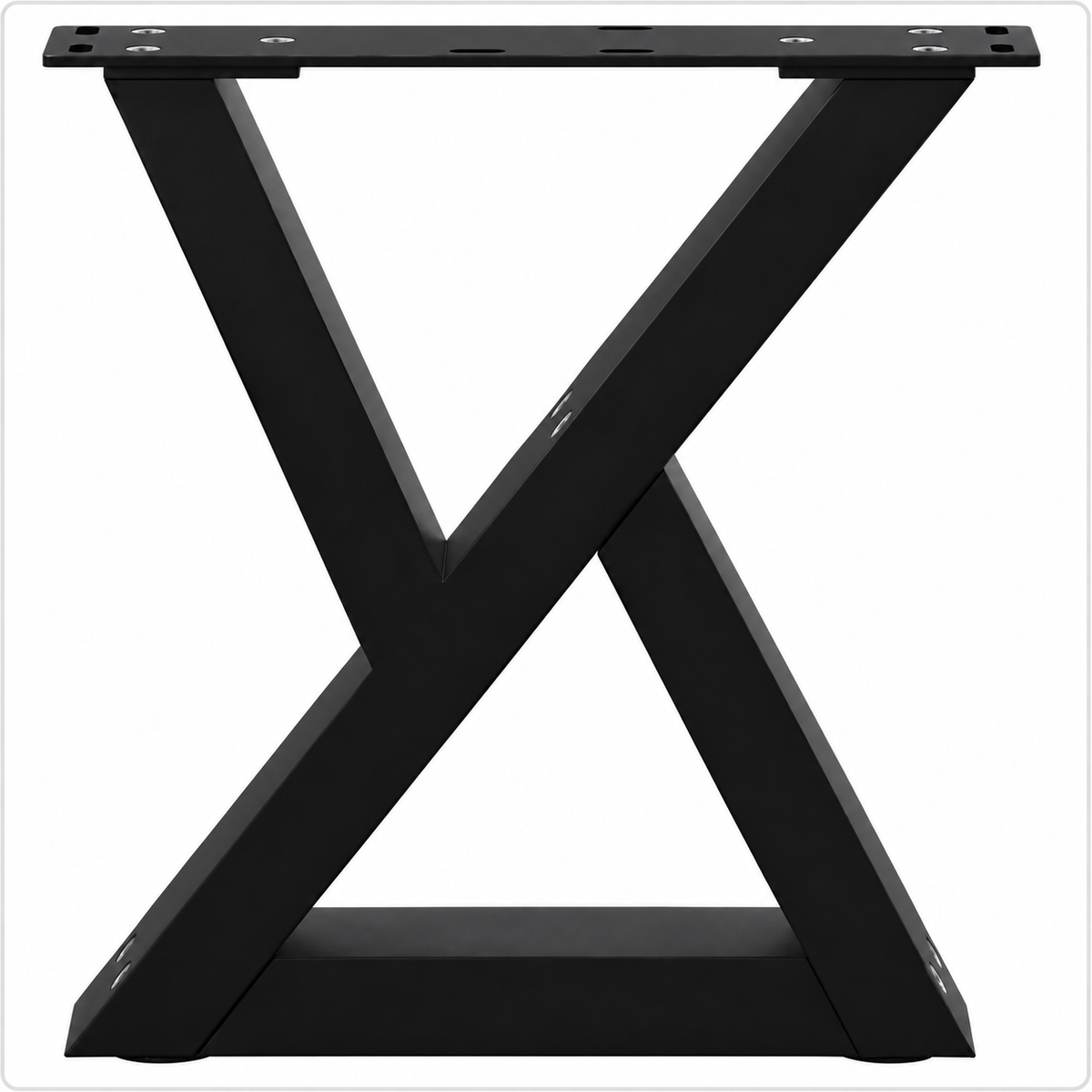 Pieds de table basse en X en acier noir, lot de 2, 40 × 30 cm, un pied, vue de face