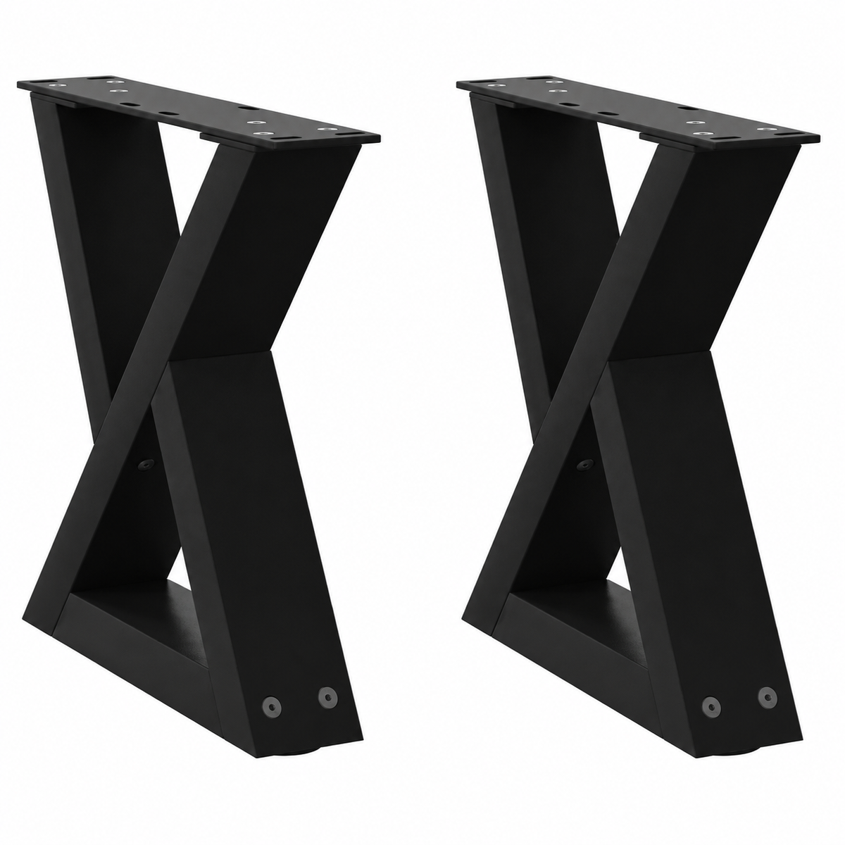 Pieds de table basse en X en acier noir, lot de 2, 40 × 30 cm, vue de face