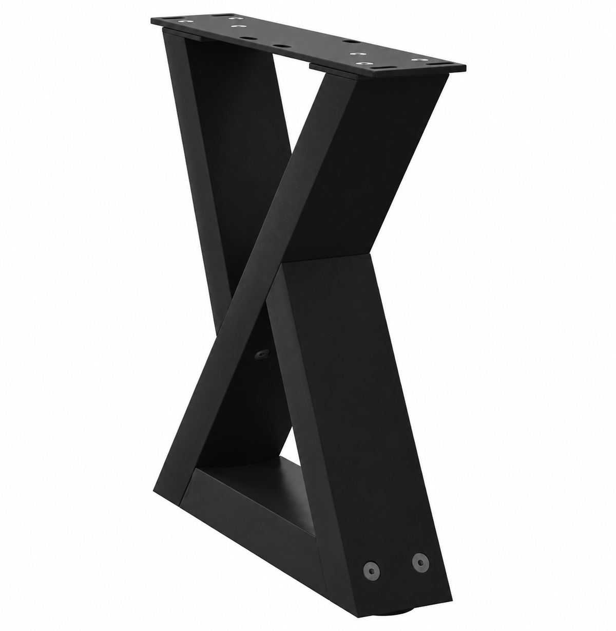Pieds de table basse en X en acier noir, lot de 2, 40 × 30 cm, vue de trois quarts