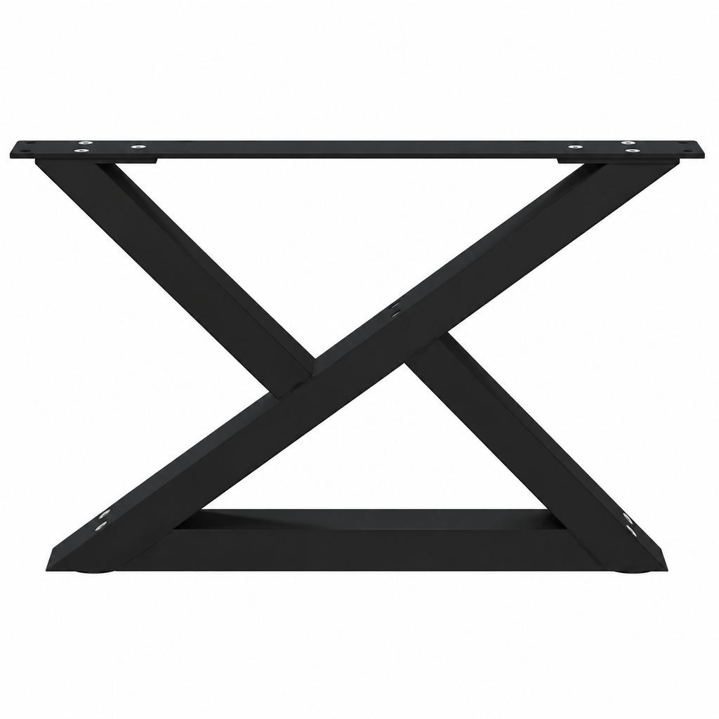 Pieds de table basse en X en acier noir, lot de 2, 50 × 30 cm, un pied, vue de face