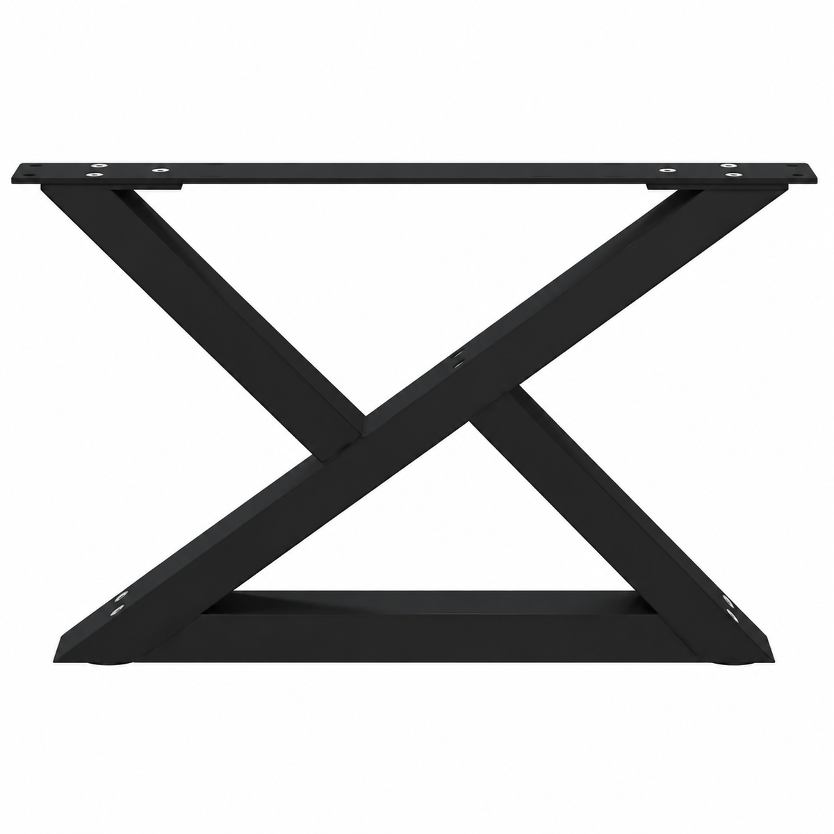 Pieds de table basse en X en acier noir, lot de 2, 50 × 30 cm, un pied, vue de face
